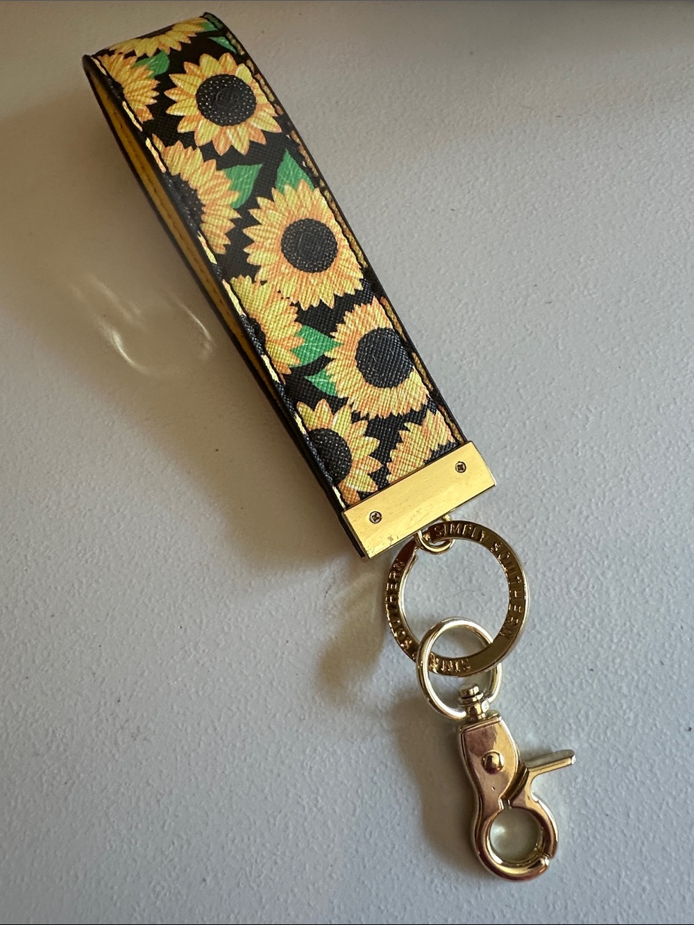 Simply Southern Sunflower Wristlet Keychain in Yellow, Black & Green
